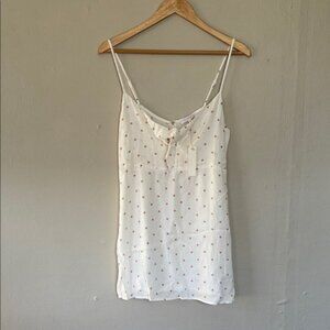 NWT Olivaceous Cream and Tan Polka Dot tie front Dress Medium